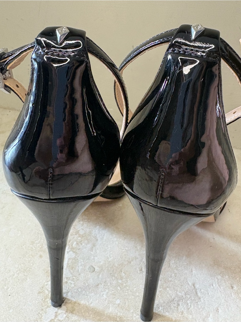 Sam Edelman Arielle Black Patent Ankle-Strap Heeled Sandals - Picture 6 of 10